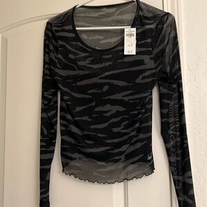 Abercrombie zebra print mesh long sleeve with tank underneath